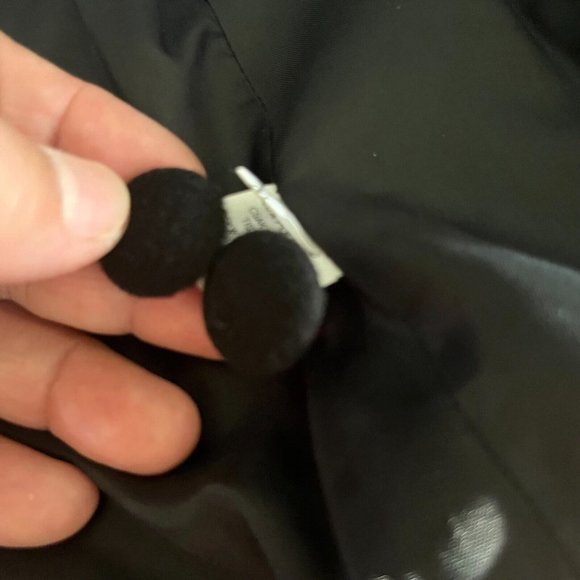 Jacket tailored Collarless Hip length Sz M Wool Blend Black with Red felt Floral - Picture 12 of 16